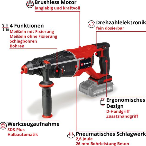 Einhell Bohrhammer TP-HD 18/26 D Li BL – Solo