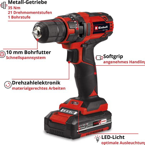 Einhell Akku-Bohrschrauber TC-CD 18/35-2 Li (1 x 1.5 Ah)