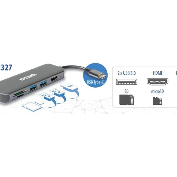 D-Link DUB-2327 USB-C Hub USB Typ-A/USB Typ-C