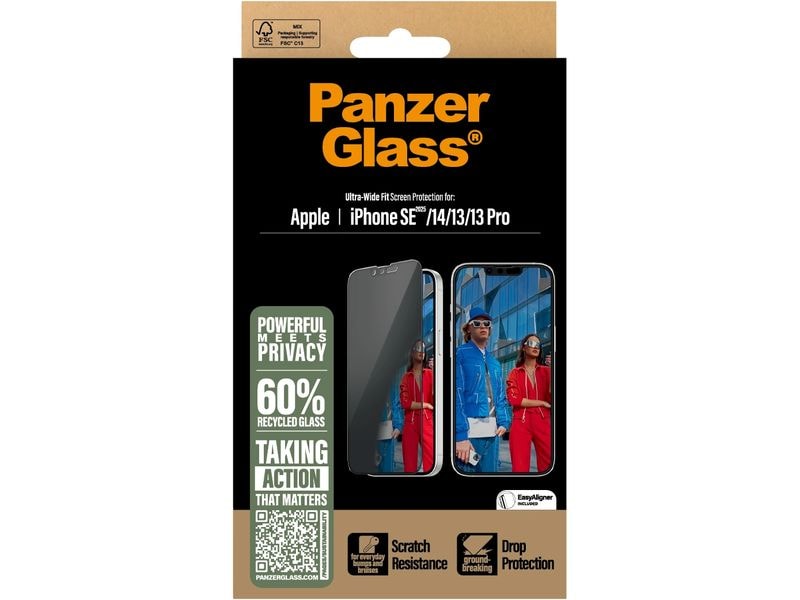 Panzerglass Displayschutz Ultra Wide Fit Privacy iPhone 16e/13/13Pro/14