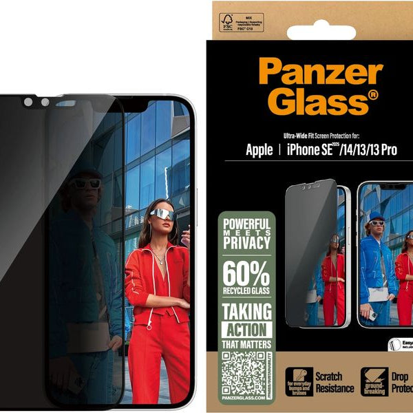 Panzerglass Displayschutz Ultra Wide Fit Privacy iPhone 16e/13/13Pro/14