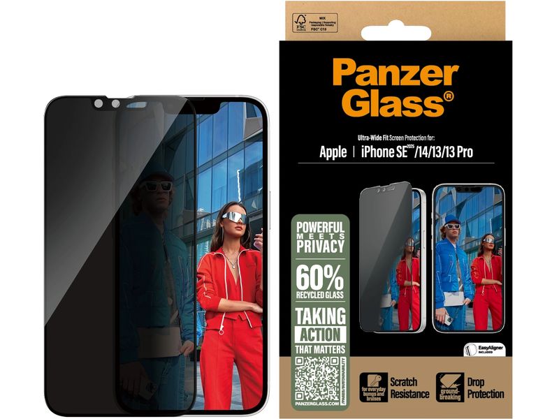 Panzerglass Displayschutz Ultra Wide Fit Privacy iPhone 16e/13/13Pro/14