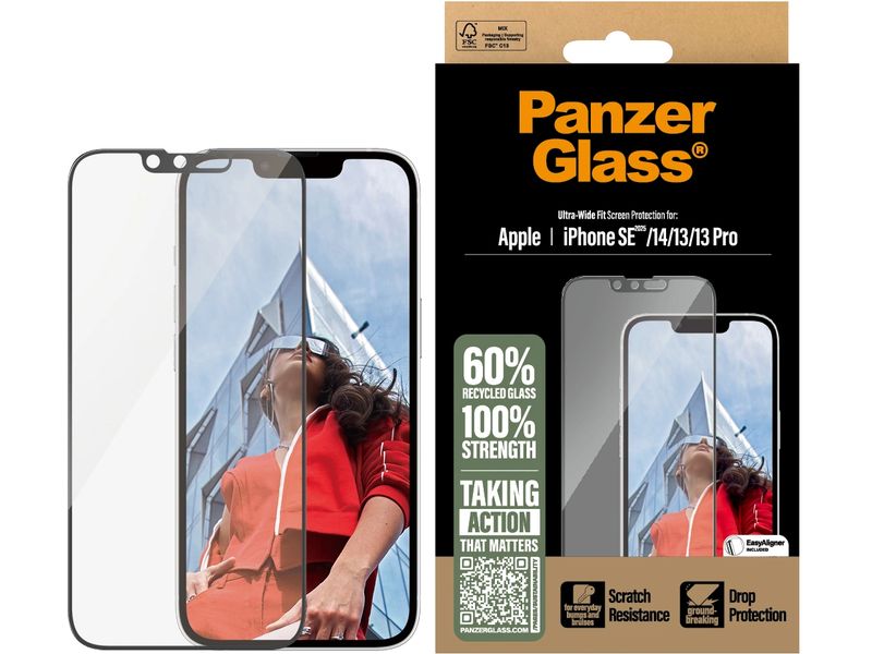 Panzerglass Displayschutz Ultra Wide Fit iPhone 16e/13/13Pro/14
