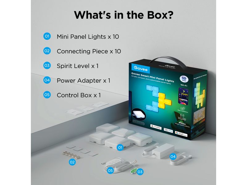 Govee Panelleuchte Smart Mini Erweiterung, 6er, RGBIC