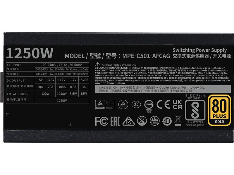 Cooler Master Netzteil MWE Gold V2 ATX 3.1 1250 W