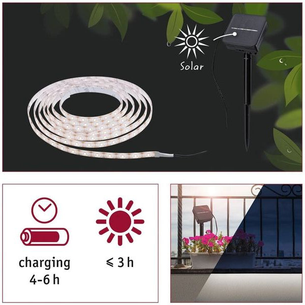 Paulmann LED Stripe Solar 3 m Dämmerungssensor und Akku
