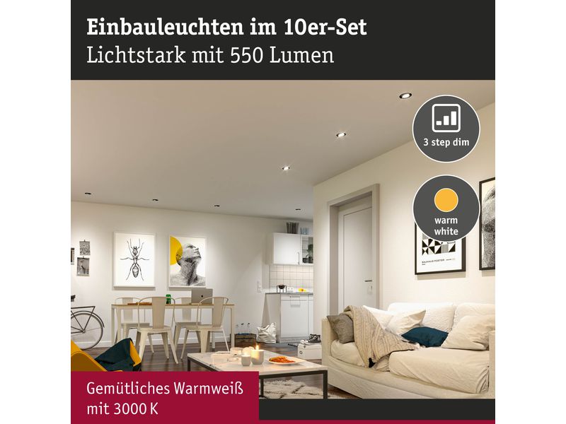 Paulmann Einbauleuchte LED 10er-Set schwenkbar rund 82 mm