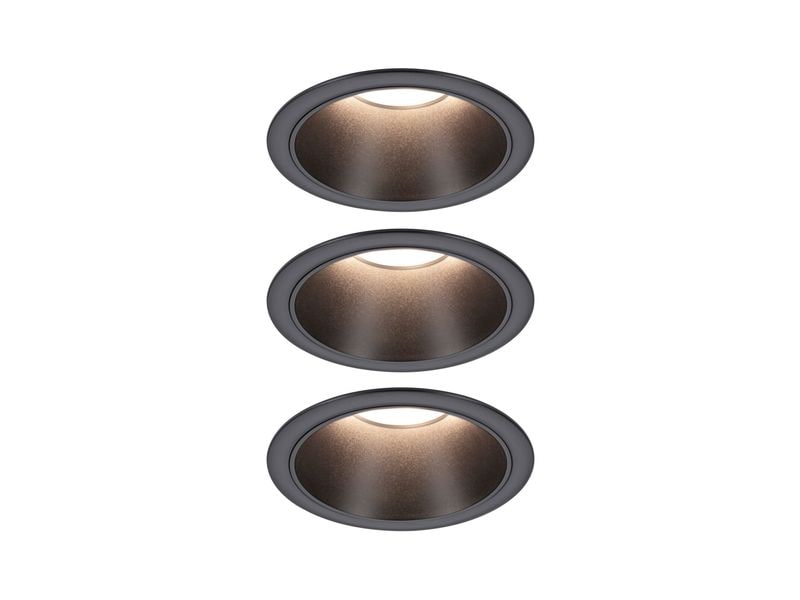 Paulmann Einbauleuchte LED Cole Coin 3er-Set Schwarz