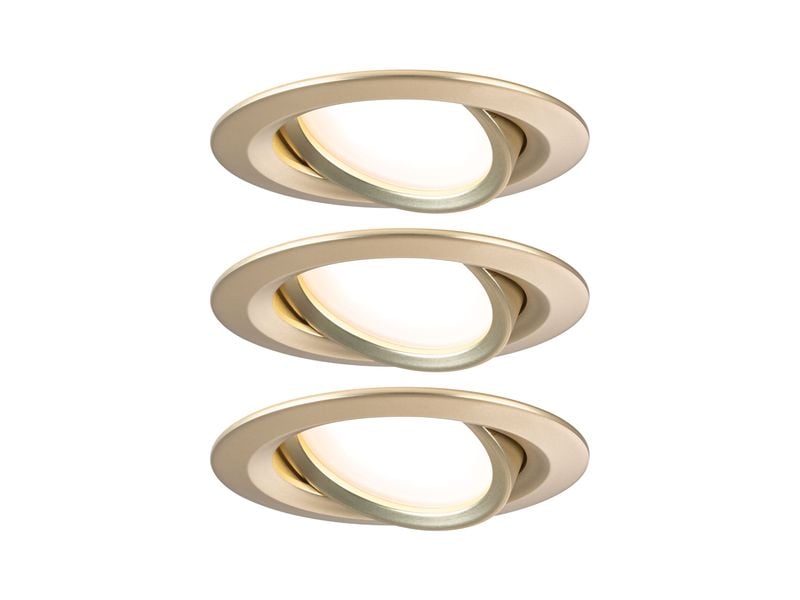 Paulmann Einbauleuchte LED Nova Coin Basisset schwenkbar 3er-Set Gold