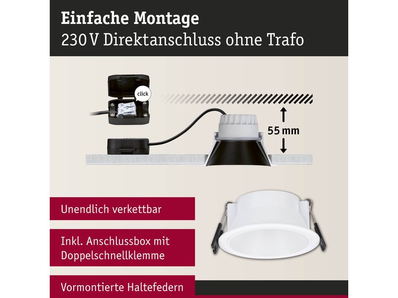 Paulmann Einbauleuchte LED Cole Coin 3er-Set Weiss