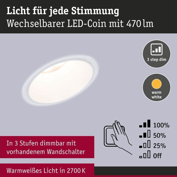 Paulmann Einbauleuchte LED Cole Coin 3er-Set Weiss