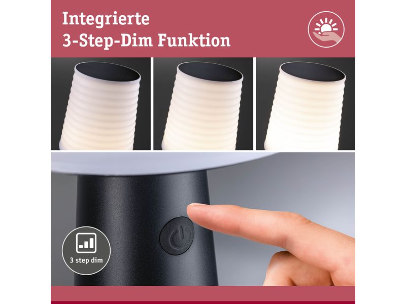 Paulmann Akku-Tischleuchte Solar LED Ilanga