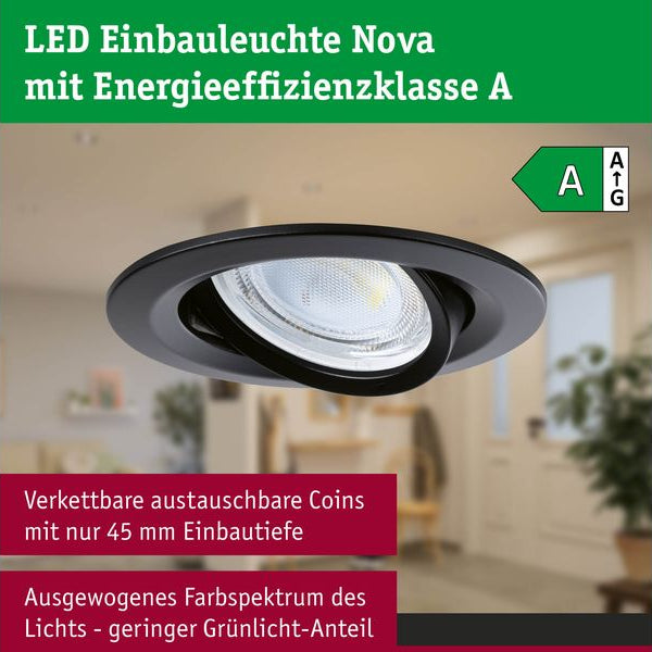 Paulmann Einbauleuchte LED Nova Plus 3-Set Schwarz