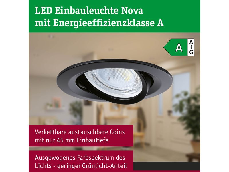 Paulmann Einbauleuchte LED Nova Plus 3-Set Schwarz