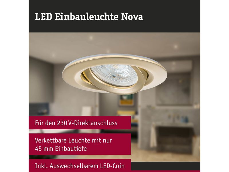 Paulmann Einbauleuchte Nova Plus 3-Set Gold