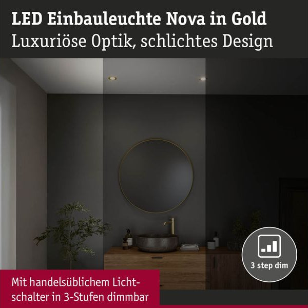 Paulmann Einbauleuchte LED Nova Coin Basisset starr 3-Step-Dim Gold