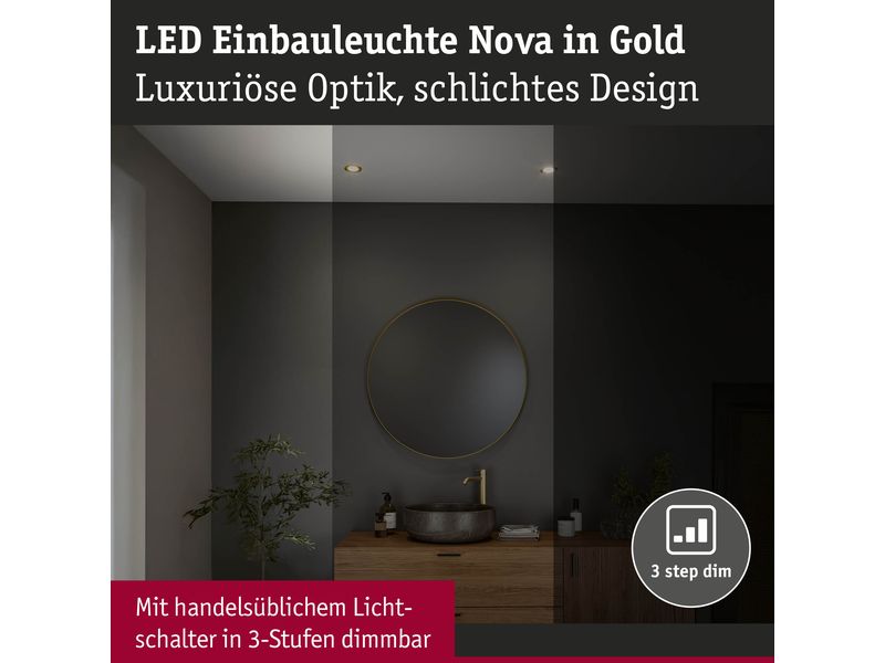 Paulmann Einbauleuchte LED Nova Coin Basisset starr 3-Step-Dim Gold