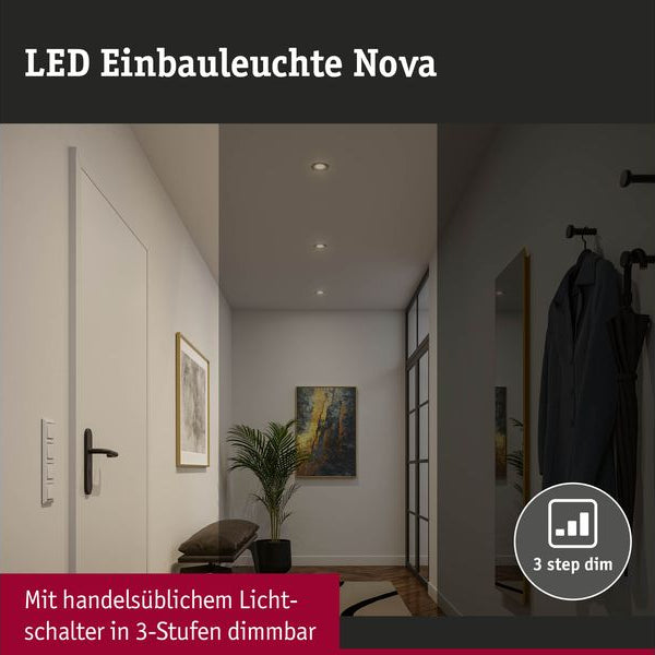 Paulmann Einbauleuchte LED Nova Coin Basisset schwenkbar 3er-Set Gold