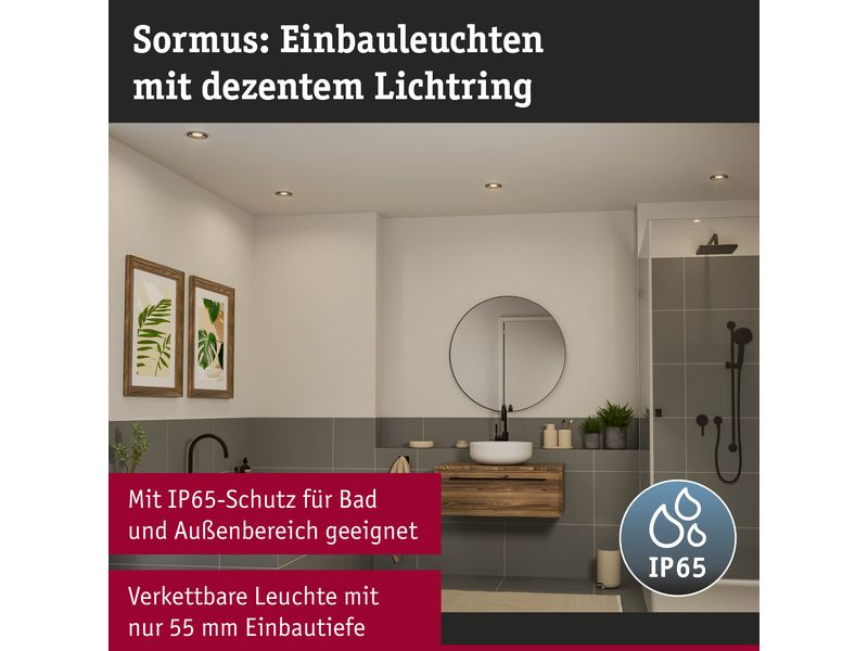 Paulmann Einbauleuchte LED Sormus Schwarz