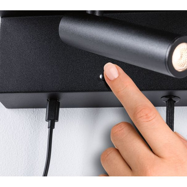 Paulmann Wandleuchte 3-Step-Dim Jerik USB C Schwarz