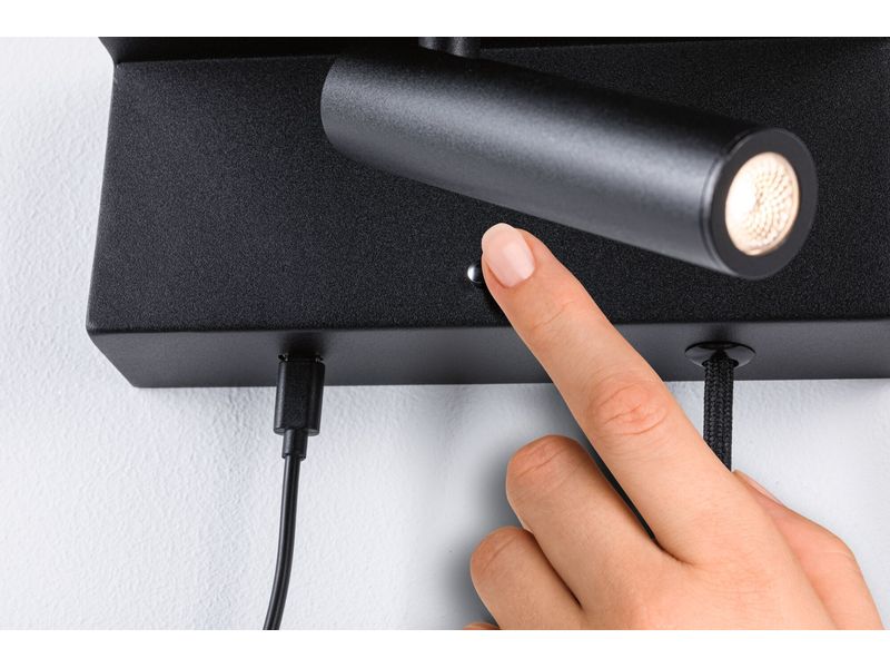 Paulmann Wandleuchte 3-Step-Dim Jerik USB C Schwarz