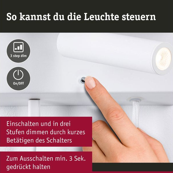 Paulmann Wandleuchte 3-Step-Dim Jerik USB C Weiss