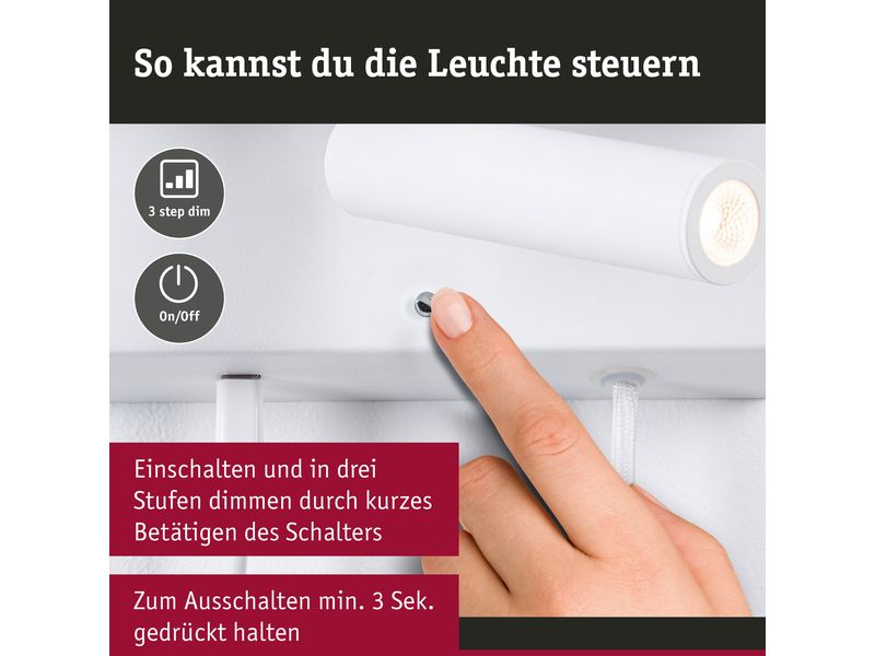 Paulmann Wandleuchte 3-Step-Dim Jerik USB C Weiss