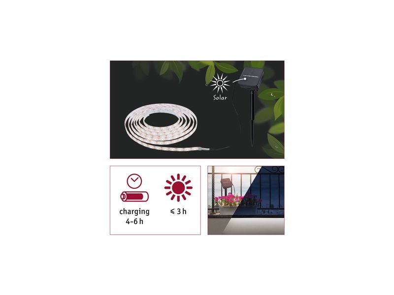 Paulmann LED Stripe Solar 3 m Dämmerungssensor und Akku