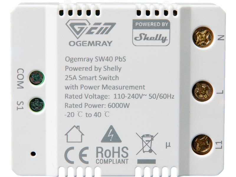 Shelly Ogemray Smart Relay 25 A 6000 W