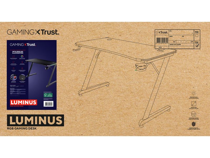 Trust Gaming Tisch GXT 709 Luminus RGB Schwarz