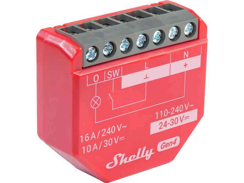 Shelly WLAN-Schaltaktor 1PM Gen4 Rot, 16 A