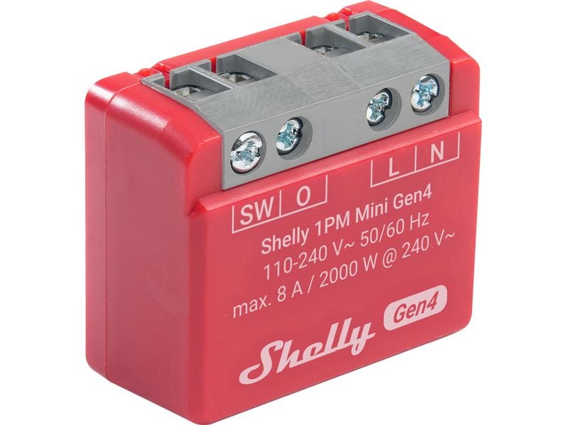 Shelly WLAN-Schaltaktor 1PM Mini Gen4 WiFi-Switch Rot, 8 A