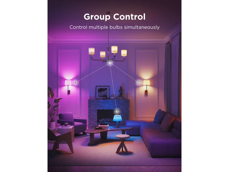 Govee Smart Light Bulb E14, RGBWW, CRI>80, Wifi, BT