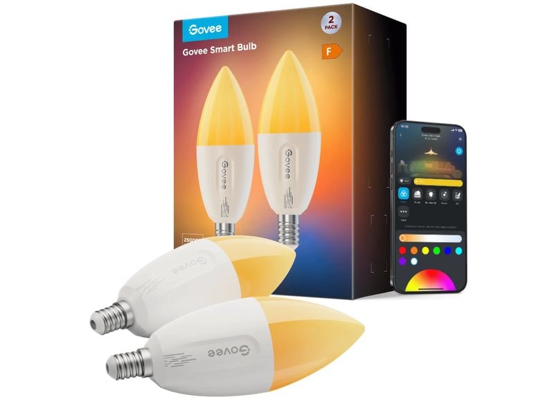 Govee Smart Light Bulb E14, RGBWW, CRI>80, Wifi, BT