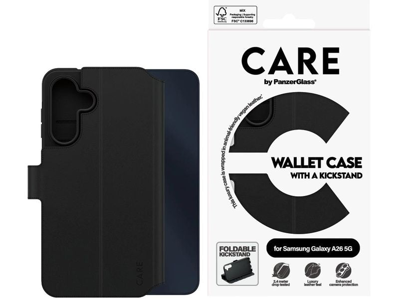 CARE Back Cover Wallet Case Kickstand Galaxy A26 5G Schwarz
