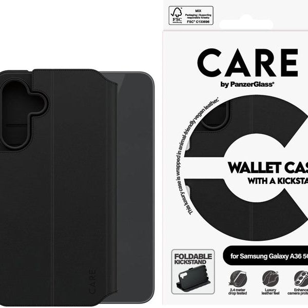 CARE Back Cover Wallet Case Kickstand Galaxy A36 5G Schwarz