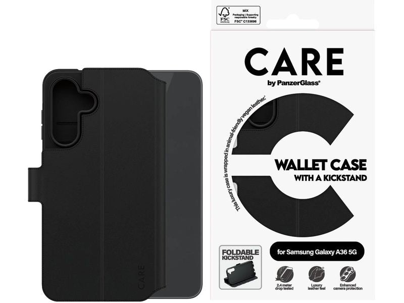 CARE Back Cover Wallet Case Kickstand Galaxy A36 5G Schwarz