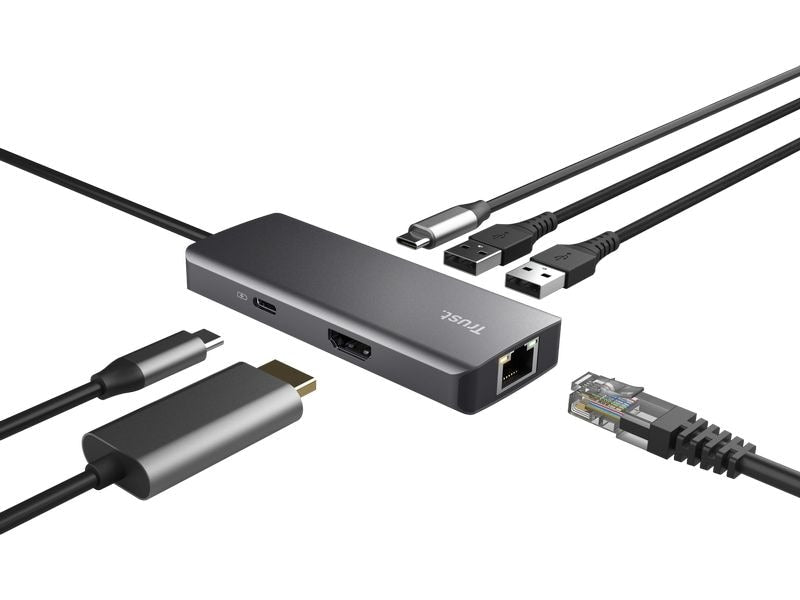 Trust Dockingstation 6-in-1 USB-C Multi-Port Adapter – Silver