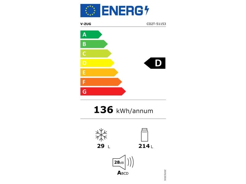 V-Zug Einbaukühlschrank V2000 152GI Links