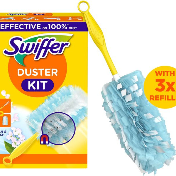 Swiffer Staubmagnet mit Griff 3 Stück, Blau/Gelb