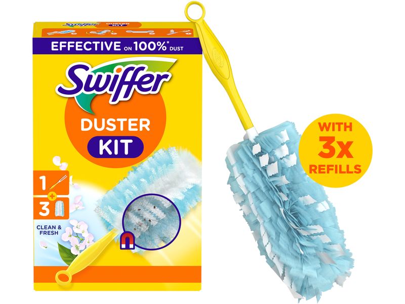 Swiffer Staubmagnet mit Griff 3 Stück, Blau/Gelb