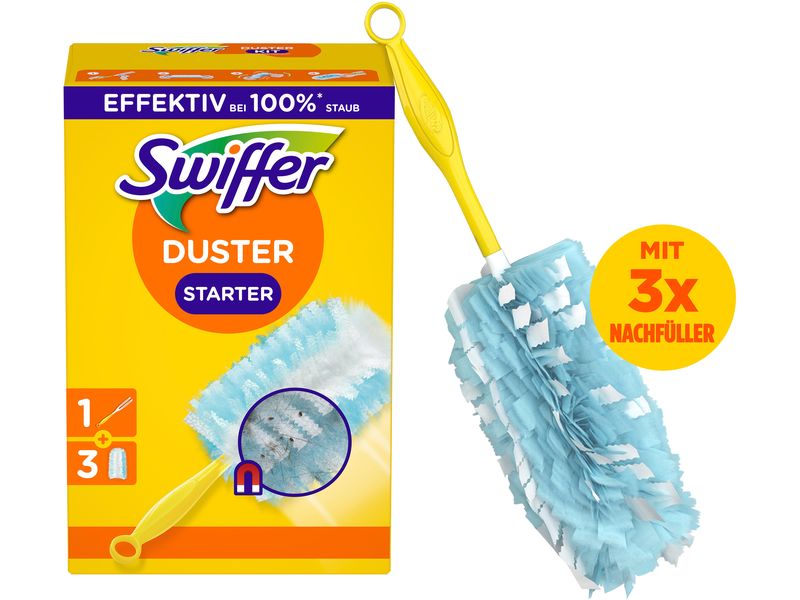 Swiffer Staubmagnet mit Griff 3 Stück, Blau/Gelb