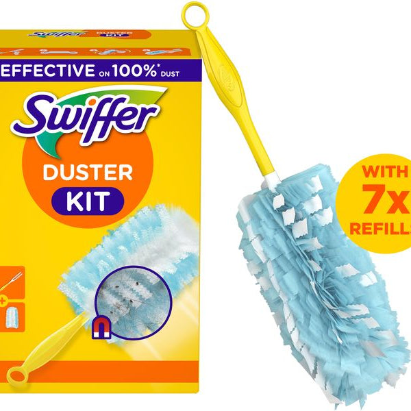 Swiffer Staubmagnet mit Griff 7 Stück, Blau/Gelb