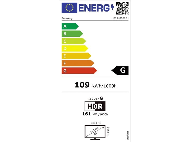 Samsung TV UE65U8000F 65'' U8000F Crystal UHD 4K TV, 2025