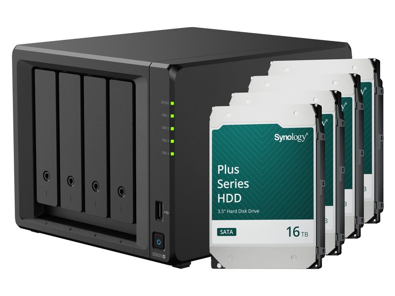 Synology NAS Diskstation DS925+ 4-bay Synology Plus HDD 64 TB