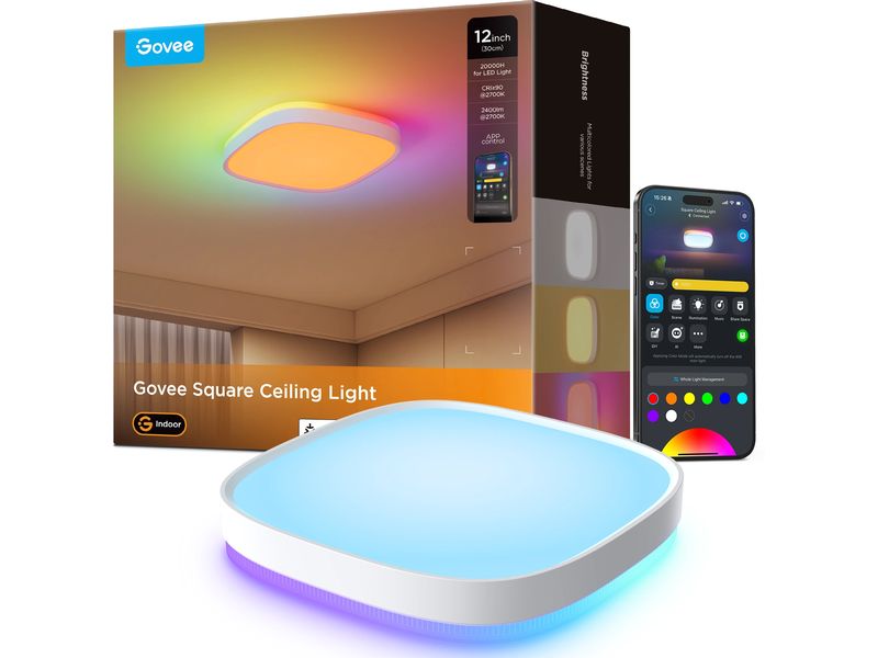 Govee Deckenleuchte 30 cm, 24 W, 2400 lm, RGBWW + RGBIC