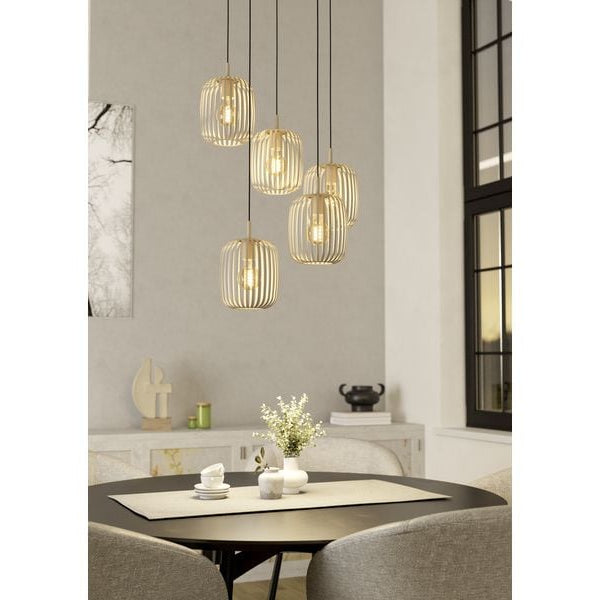 EGLO Leuchten Pendelleuchte ROMAZZINA beige exkl. E27 5x40W