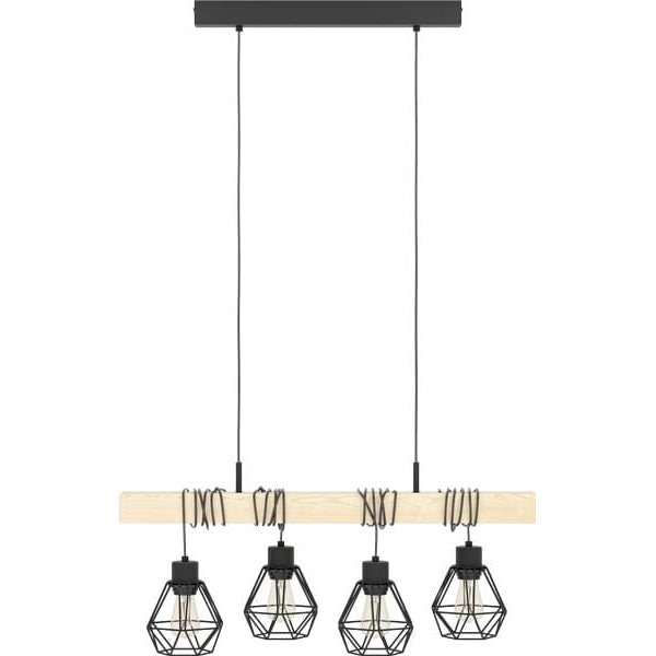 EGLO Leuchten Pendelleuchte TOWNSHEND 5 schwarz exkl. E27 4x60W