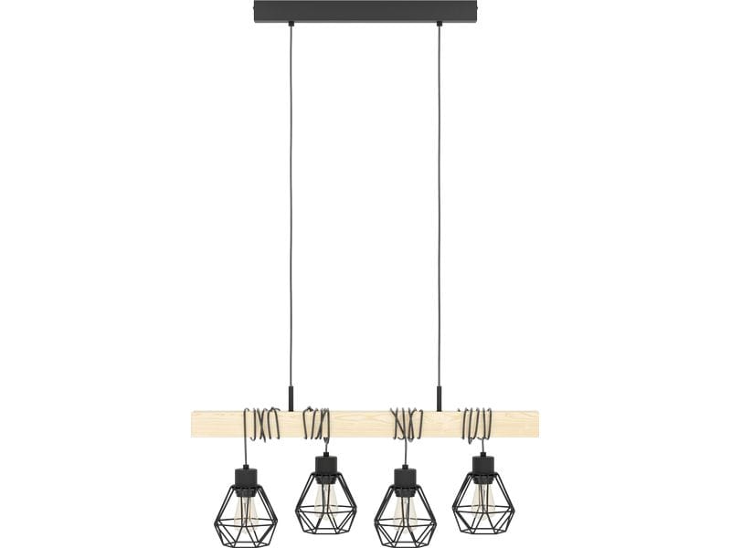 EGLO Leuchten Pendelleuchte TOWNSHEND 5 schwarz exkl. E27 4x60W