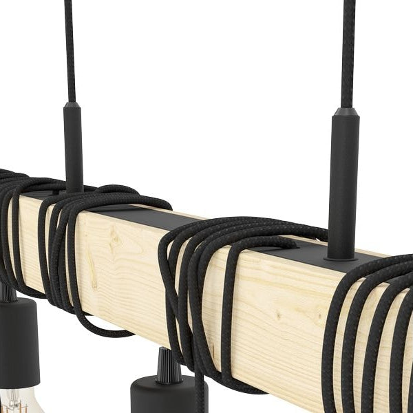 EGLO Leuchten Pendelleuchte TOWNSHEND schwarz, braun exkl. E27 6x60W